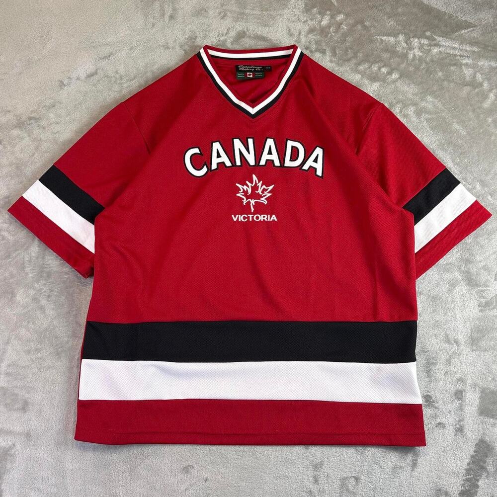 Canada Hockey Jersey Mens Medium Red Victoria Maple Leaf Athletic Streetwear